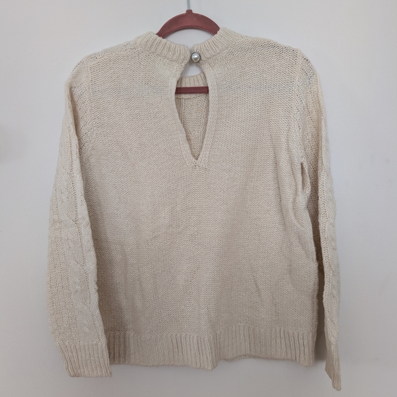 Preppy Y2K Style Vila Women's Cream Sweater Cable Knit - Picture 5 of 9